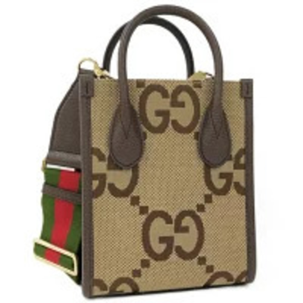 GUCCI Handbag Jumbo GG Sherry Canvas Leather Beige Brown